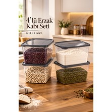 Porsima  09 1000 Koyu Gri 4'lü Uzun Trend Erzak-Bakliyat Saklama Kabı Seti – 6 Litre