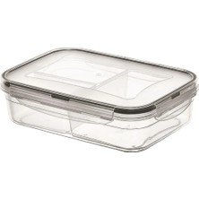 Milas Toptan Kilitli Kapaklı 1 Litre 3 Bölmeli Erzak Saklama Kabı