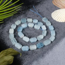 Moony Stone Akuamarin Doğal Taş Dizi (8X12MM Yassı Kesim)