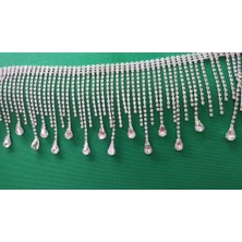 Karaaslan Özel Kristal Damla Taşlı Zincir Saçak Şerit Işıltılı Zarafet-1 Metre