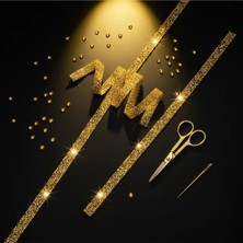 Karaaslan Taşlı Ütüyle Yapışan Şerit Aplik Gold 1.5 cm 1 mt Altın Rhinestone Taş Şerit Bant – Ütü ile Yapışan – Kıyafet Süsleme