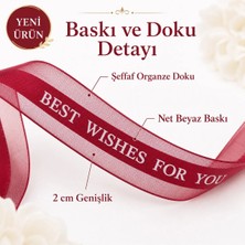 Mutkin Kırmızı Organze Baskılı Kurdele 2 cm x 40 mt – Best Wishes For You Yazılı Çicek Buketi Sarma Dekoratif Süsleme Kurdelesi