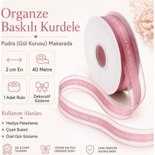 Mutkin Pudra Organze Baskılı Kurdele 2 cm x 40 mt – Best Wishes For You Yazılı Dekoratif Süsleme Kurdelesi
