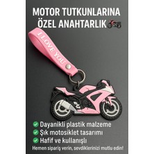 Karaaslan 3D Silikon Kauçuk Motor Anahtarlık Pembe Renk