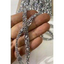 Esperest Taşlı Ütüyle Yapışan Şerit Aplik Gümüş RENK1CM En Boy 1 Metre