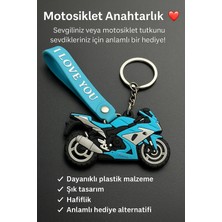 Karaaslan 3D Üç Boyutlu Motor Silikon-Kauçuk Anahtarlık Mavi Renk