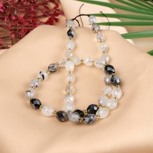 Moony Stone Siyah Rutil Kuvars Doğal Taş Kesimli Arpa Dizi (6X8MM)