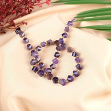 Moony Stone Ametist Doğal Taş Dizi (8mm Burgu Kesim)
