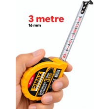 Dmax Şerit Metre 3 Metre – 16 mm Genişlik, Kilitli, Dayanıklı Gövde Kilitli Mekanizma | 1 Adet