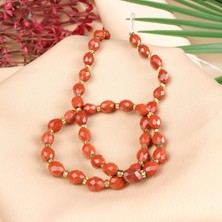 Moony Stone Kırmızı Jasper Doğal Taş Kesimli Arpa Dizi (6X8MM)