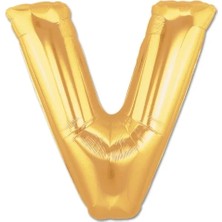 Ms V Harf Folyo Balon Altın Renk 40 Inç
