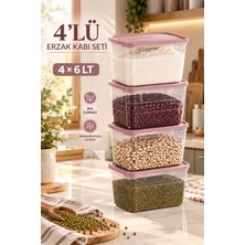Porsima  09 1000 Latte 4'lü Uzun Trend Erzak-Bakliyat Saklama Kabı Seti – 6 Litre