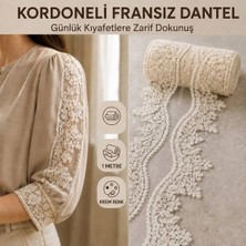 Mutkin Kordoneli Fransız Güpür Dantel Krem 21 cm x 1 Metre
