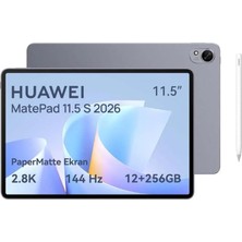 Huawei (2026) Matepad 11.5s Ultra Net Papermatte Ekran 12GB 256GB M-Pencil 3.nesil Kalem Hediyeli, Gri