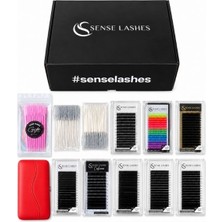 Gümrük Bey Sense Lashes Profesyonel Ipek Kirpik Seti Mix Curl Boy ve Aksesuar Lotu