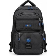 Cakard Unisex Okul Sırt Çantası Su Geçirmez Kumaşlı Çok Bölmeli Ergonomik Sırt Destekli Laptop Uyumlu Siyah