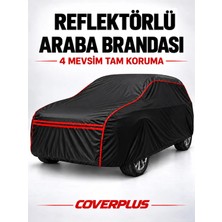 CoverPlus Reflektörlü Kırmızı Dikişli Audi A1 Crossover Uyumlu Siyah Araba Brandası Oto Branda- Araç Örtüsü (2022-2026)