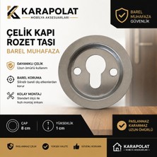 Karapolat Çelik Kapı Rozet Taşı Barel Muhafaza 80 mm Paslanmaz Çelik Silindir Kilit Koruma Rozeti