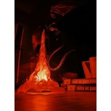 3D Pack 3D Game Of Thrones Gece Lambası 30X30 cm Kablosuz Şarjlı Hareketli Alev