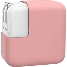 Str Store MacBook Şarj Aleti Kılıfı Silikon | 29W A1540, 30W A1882, 35W A2571 Usb-C Uyumlu | MacBook 12 ve Air 13.3/13.6/15.3 Adaptör Koruyucu Pembe