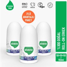 Siveno %100 Doğal Roll On Erkek Deodorant Ter Kokusu Önleyici Bitkisel Leke Bırakmayan Vegan 50 ml X3 Adet
