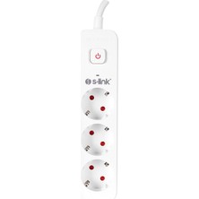 S-Link SPG301S 1.5m 3x1.5mm 100% Bakır 750 Joule 3 Lü Anahtarlı Akım Korumalı Priz
