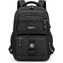 Cakard Unisex Okul Sırt Çantası Su Geçirmez Kumaşlı Çok Bölmeli Ergonomik Sırt Destekli Laptop Uyumlu Siyah