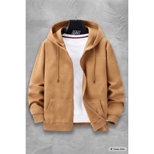 NO 601 Unisex Kapşonlu Kışlık Tam Boydan Fermuarlı Hırka Ceket