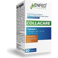 Enfed Pharma Collacare Kalsiyumlu Kolajen Tip 1 2 3 Collagen D3 Vitamini Çinko MSM Bromelain 90 Tablet