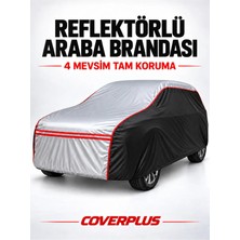 CoverPlus Reflektörlü Kırmızı Dikişli Audi A1 Uyumlu Araba Brandası Oto Branda Araç Örtüsü (Gri-Siyah) (2010-2014)