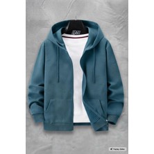 NO 601 Unisex Kapşonlu Kışlık Tam Boydan Fermuarlı Hırka Ceket