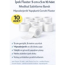 Urfakent Ipek Flaster 5 cm x 5 M 10 Adet Medikal Sabitleme Bandı Hipoalerjenik Yapışkanlı Cerrahi Flaster