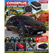 CoverPlus Citroen C4 Hatchback Uyumlu Yarım Araba Brandası Siyah, Pratik Oto Branda - Buzlanmayı Önleyici Kar-Dolu-Yağmur 4 Mevsim Koruma-Yarım Araç Örtüsü (2024-2026)