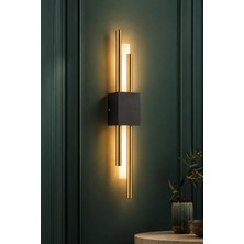 Elvora Home Modern Siyah Gold Çift Borulu LED Aplik 3W Dekoratif Duvar Aydınlatması 50 cm