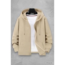 NO 601 Unisex Kapşonlu Kışlık Tam Boydan Fermuarlı Hırka Ceket