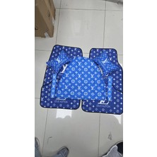 Şimika Mavı Süper Set 4 Parca Paspas Dörtlü Full Baskı Servis Kılıfı + Ikili Yastık ve Kemer