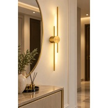 Elvora Home Eskitme Gold Silindir LED Aplik 3 Renk Dekoratif Duvar Aydınlatması 8W 60 cm