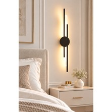 Elvora Home Modern Siyah Silindir LED Aplik 3 Renk Dekoratif Duvar Aydınlatması 8W 60 cm