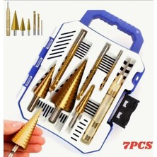 Elmas Dünyası 7 Parça Spiral Kademeli Matkap Ucu Seti Sac Delme Hss Titanyum Kaplama Metal Ahşap Plastik