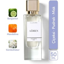 ILLUSIONE Aérien EDP Kadın Parfüm 50ml | Çiçeksi-Pudralı-Misk | Melek Otu, Sümbülteber, Amber, Vanilya