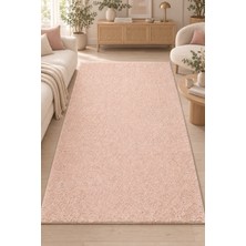 Ela Home Funda Pembe Kadifemsi Ultra Yumuşak Yıkanabilir Kaymaz Tabanlı Salon Oturma Odası Mutfak Halısı