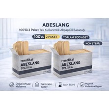 Urfakent Abeslang 100'LÜ 2 Paket Tek Kullanımlık Ahşap Dil Basacağı Non Steril Medikal Spatula Toplam 200 Adet