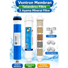 Sucool Su Arıtma Vontron Membran Tatlandırıcı Filtre 5 Aşama Mineral Filtre (Dirsek Hediyeli)