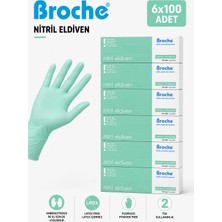 Broche  Pudrasız Nitril Eldiven Turkuaz Yeşili/teal Green 6'lı Paket