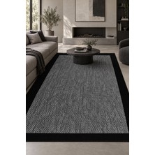 Ela Home Soho Antrasit Siyah Modern Sisal Görünümlü Halı Robot Süpürgeye Uyumlu Kolay Temizlenebilir Mutfak K