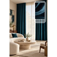 Quba Deco Premium Dokulu Lüks Kadife Fon Perde Pilesiz Ekstrafor Büzgülü Fon Perde