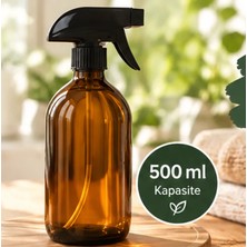 Kozpak 2 Adet 500 ml Amber Cam Sprey Şişe – Siyah Triger Başlıklı, Çok Amaçlı Boş Cam Şişe