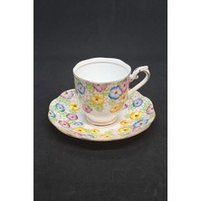 Royal Albert Crown China Nadir Seri Porselen Antika Kahve Fincanı ve Tabağı 120 ml