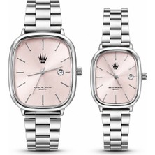 Watch of Royal Çift Saati Classic Time Metalik Sunray Kol Saati