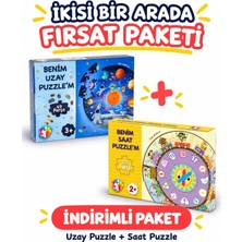 Mert Bebek Uzay Temalı 49 Parça Eğitici Çocuk Puzzle 3+ Yaş Yuvarlak Tasarım 48 cm